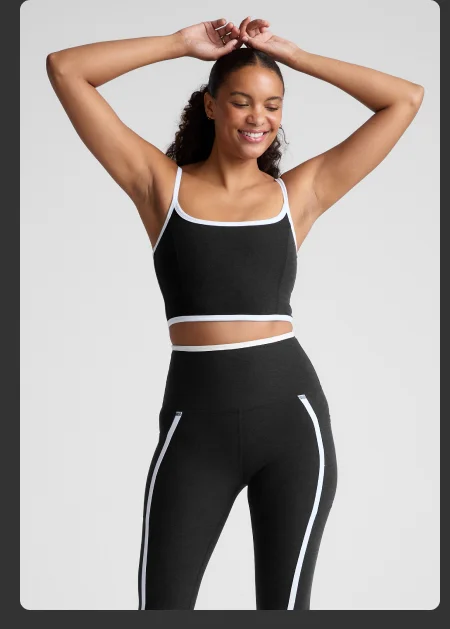 Spacedye New Moves High Cropped Tank in Darkest Night/Cloud White
