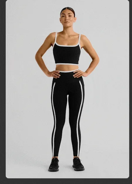 Spacedye New Moves High Cropped Tank in Darkest Night/Cloud White