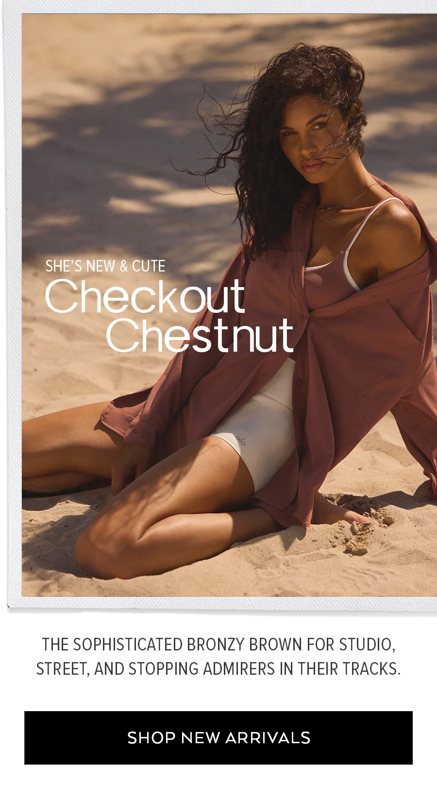 SHE'S NEW & CUTE CHECKOUT CHESTNUT THE SOPHISTICATED BRONZY BROWN FOR STUDIO, STREET, AND STOPPING ADMIREERS IN THEIR TRACKS. SHOP NEW ARRIVALS