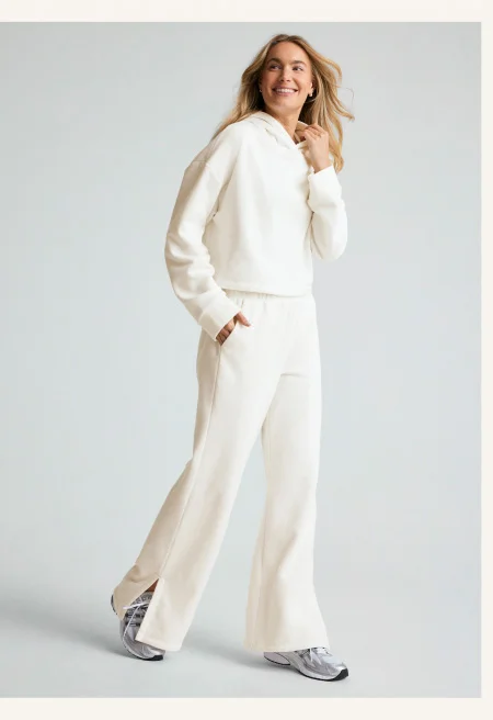 Open Ended Mid Rise Wide Leg Pant in Fresh Snow
