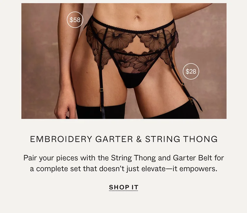 Embroidery Garter & String Thong