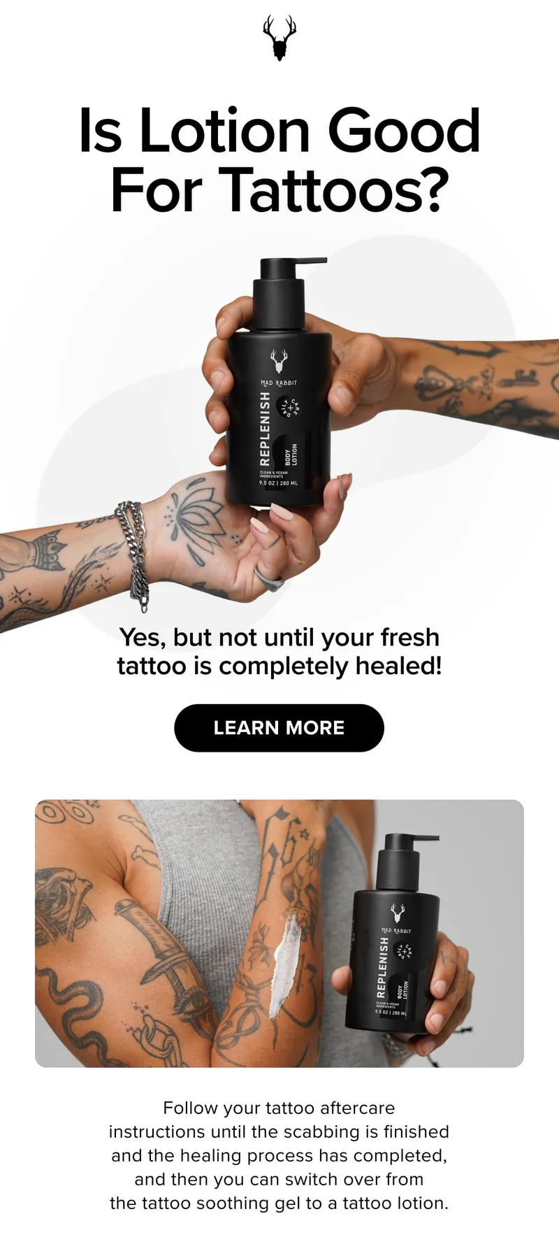Is Lotion Good For Tattoos? | Yes, but not until your fresh tattoo is completely healed! | learn more