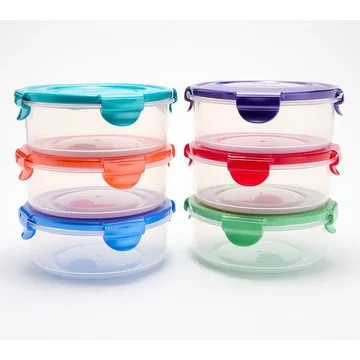 LocknLock Set of (6) 3-Cup Multi-Color Round Canisters