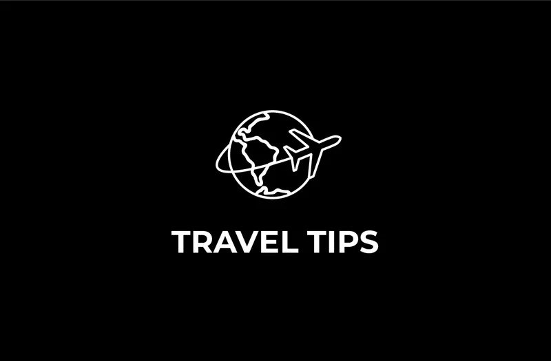 Globe with airplane icon with text: "Travel Tips"