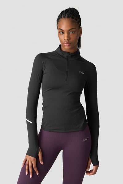 Image of Everyday Long Sleeve 1/4 Stripe Zipper Black