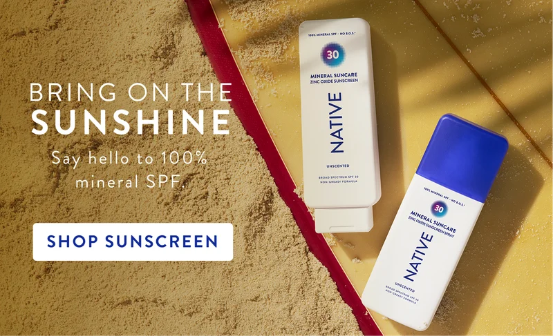Bring on the sunshine. Say hello to 100% mineral SPF, Shop Sunscreen.