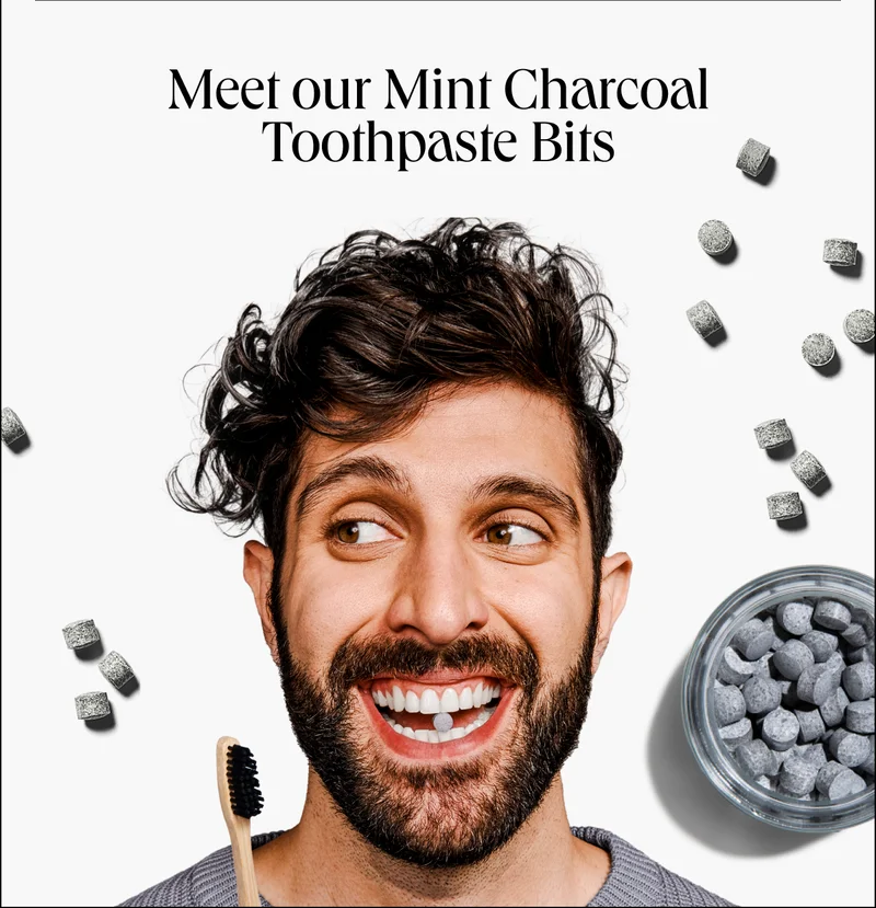 Meet Our Mint Charcoal Toothpaste Bits.