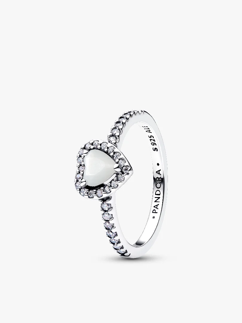 Elevated White Heart Ring