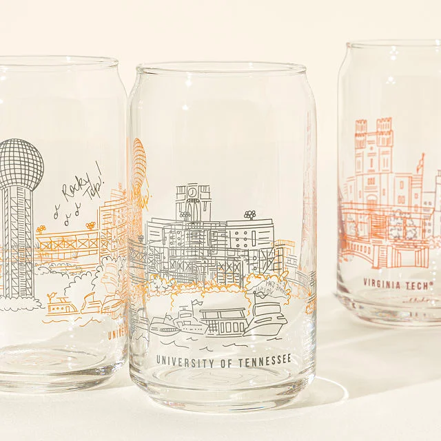 College Cityscape Can-Shaped Glasses - Set of 2
