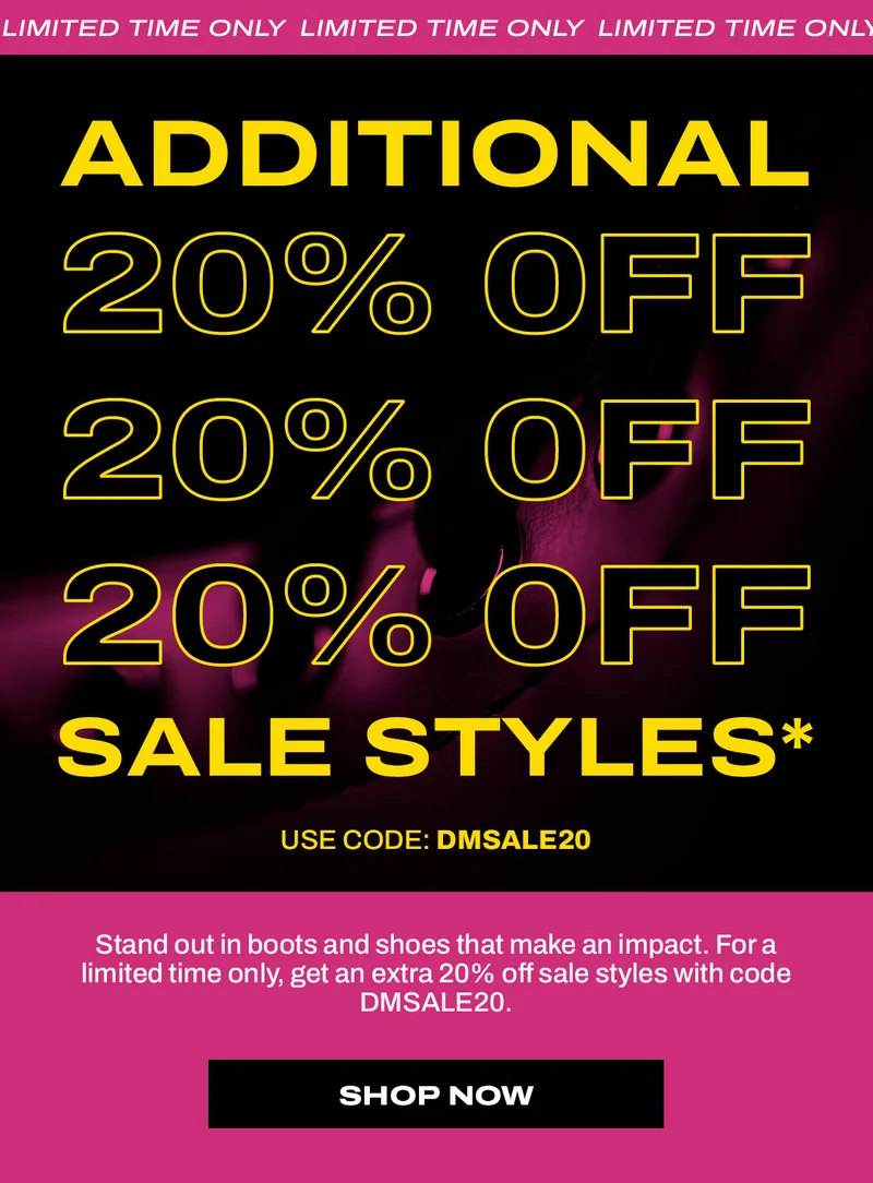 Get an extra 20% off sale styles with code DMSALE20