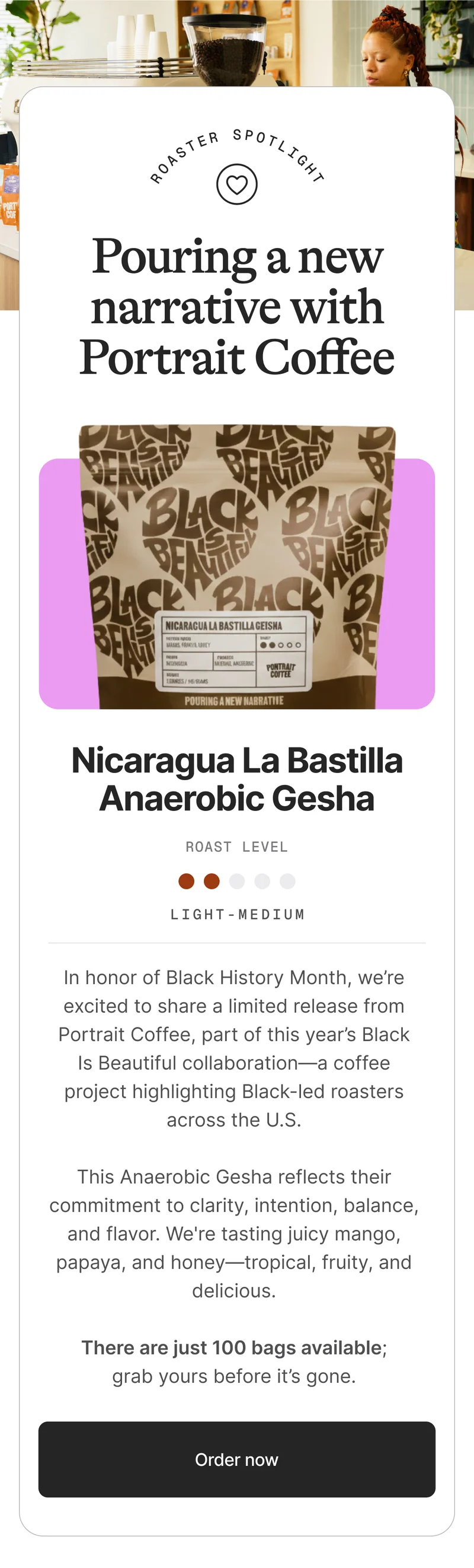 Nicaragua La Bastilla Anaerobic Gesha from Portrait.