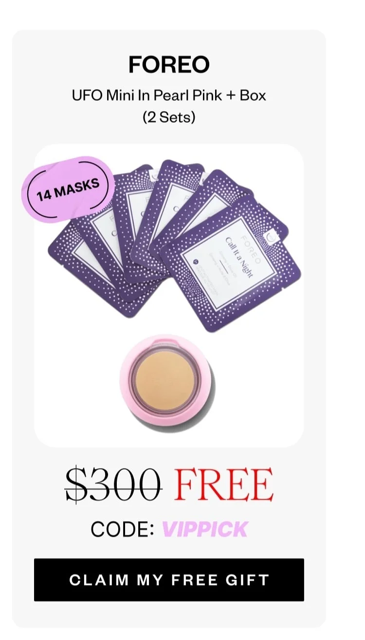 FOREO UFO Mini In Pearl Pink + Box (2 Sets) | FREE | CODE: VIPPICK | CLAIM MY FREE GIFT