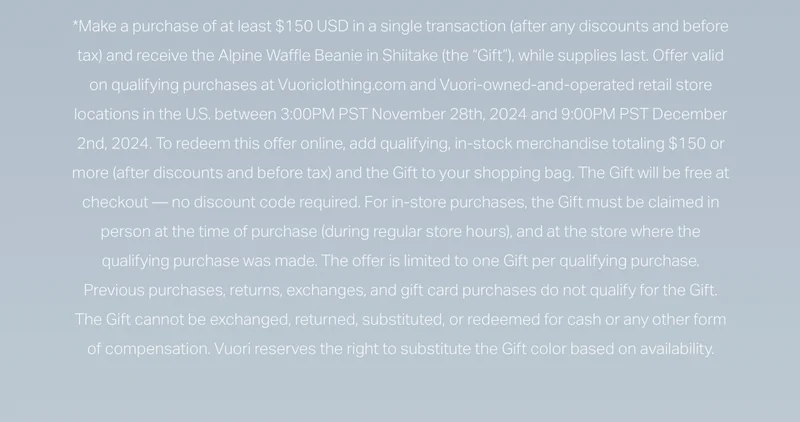 *Make a purchase of at least $150 USD in a single transaction.