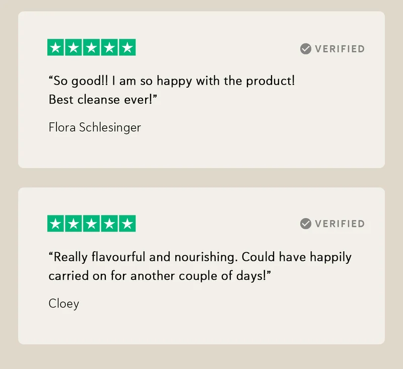 ⭐⭐⭐⭐⭐  “So good!! I am so happy with the product! Best cleanse ever!” – Flora Schlesinger