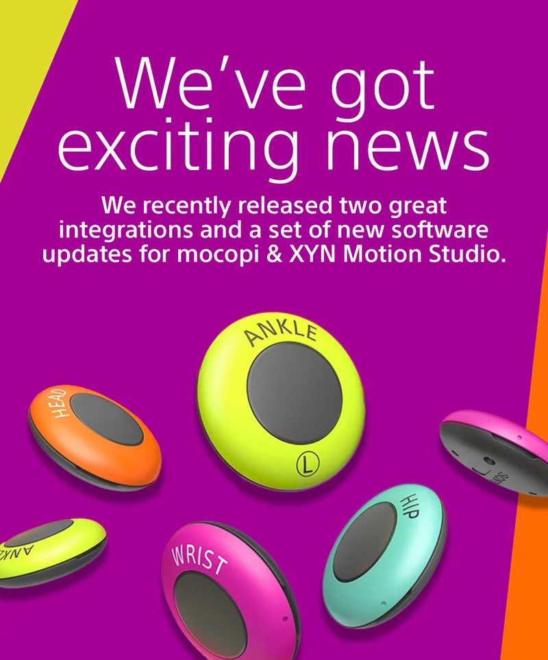 We've got exciting news! We recently released two great integrations and a set of new software updates for mocopi & XYN Motion Studio.