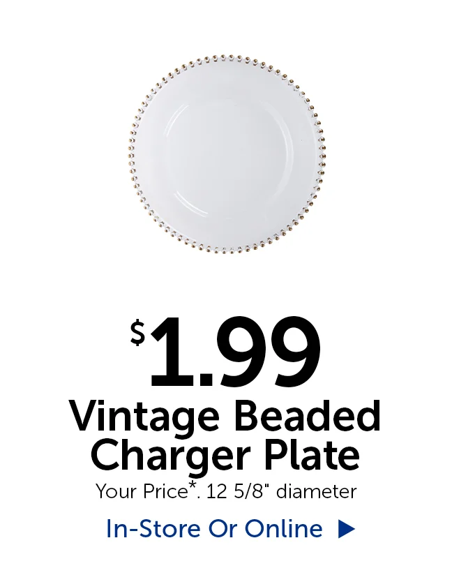 $1.99 Vintage Beaded Charger Plate - Your Price. 12 5/8" in diameter