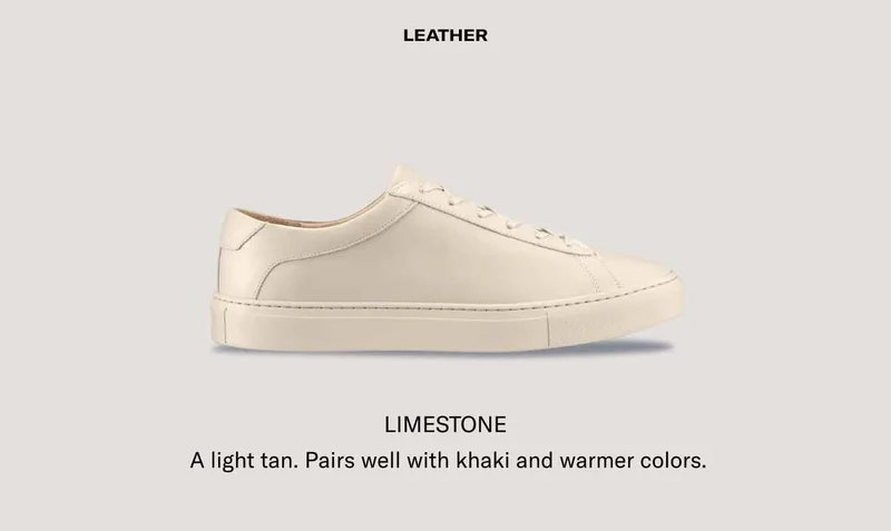 LEATHER - LIMESTONE. A light tan. Pairs well with khaki and warmer colors.