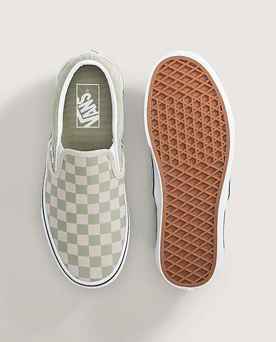 Soft Sage Green Classic Slip-On Checkerboard Shoe