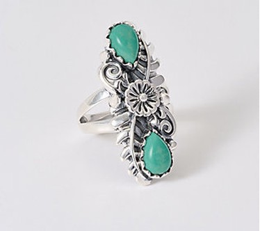 American West Sterling Pear Gemstone & Leaf Ring