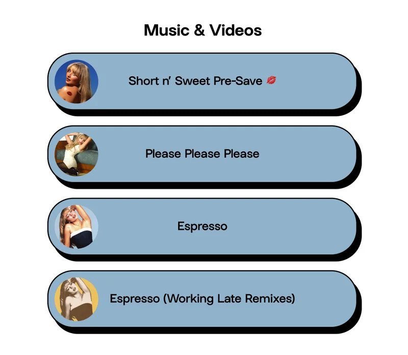 Organize your links with headers like Sabrina
