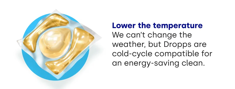 Lower the temperature We can’t change the weather, but Dropps are cold-cycle compatible for an energy-saving clean.