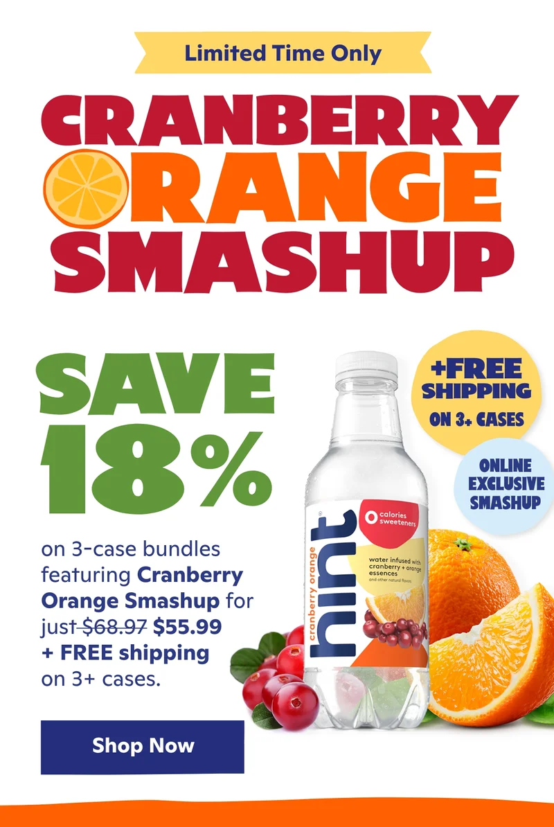 Save 18% on 3-case bundles featuring Cranberry Orange Smashup for just $55.99 + FREE Shipping on 3+ cases