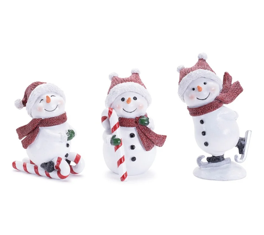 Melrose Candy Cane Snowman (Set of 3)