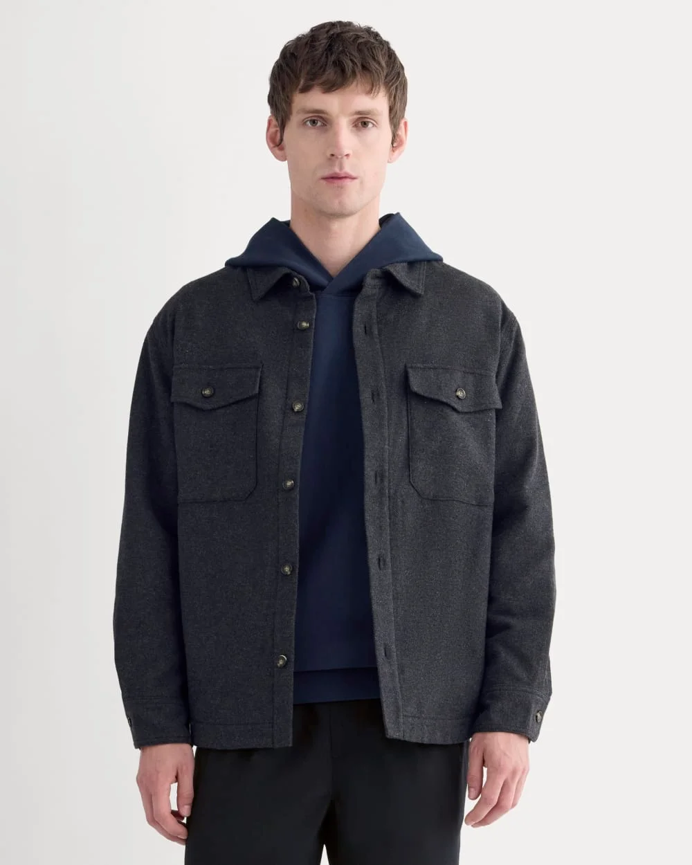 Image of Heavyweight Waffle Twill Overshirt | Heather Charcoal
