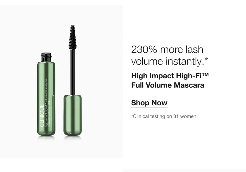230% more lash volume instantly.* | High Impact High-Fi™ Full Volume Mascara | Shop Now | *Clinical testing on 31 women.