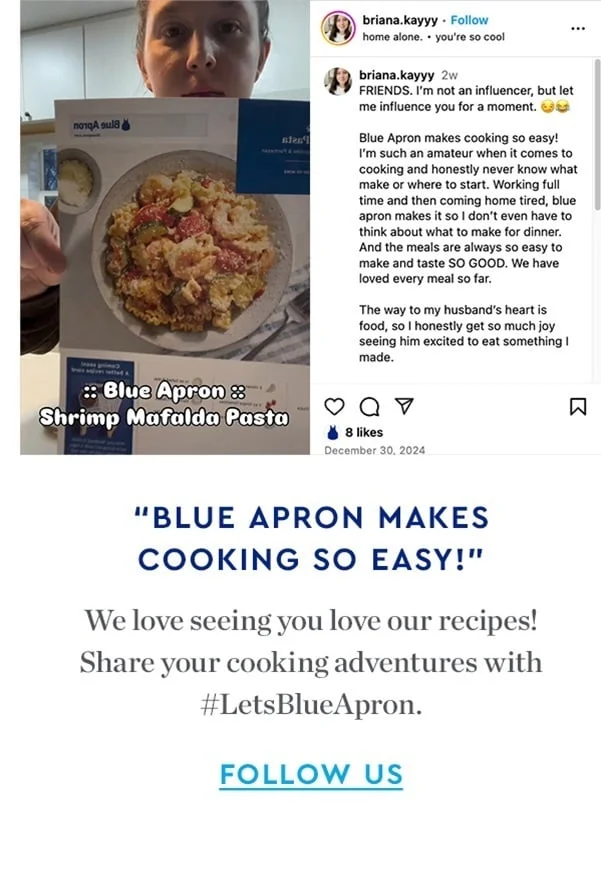 BLUE APRON MAKES COOKING SO EASY | We love seeing you love our recipes! Share your cooking adventures with LetsBlueApron | FOLLOW US