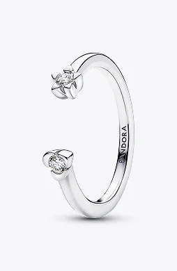 Pandora Talisman Sterling Silver Lab-Grown Diamond Heart & Star Open Ring