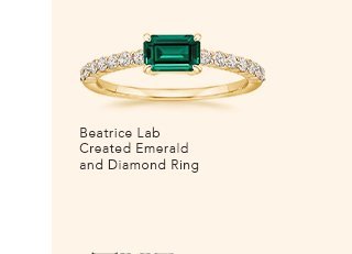 Beatrice Lab Created Emerald and Diamond Ring