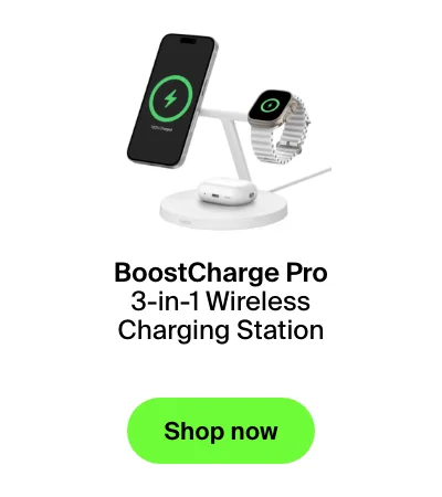 BoostCharge Pro 3-in-1 Wireless Charger with Official MagSafe Charging 15W