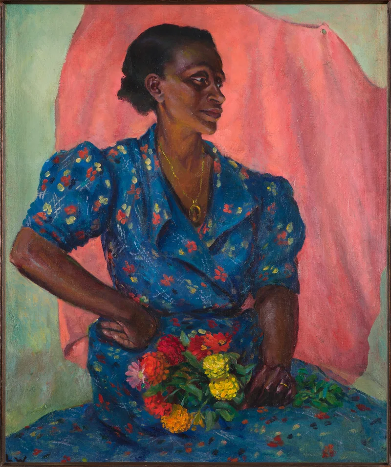 “Woman with Bouquet” by Laura Wheeler Waring
