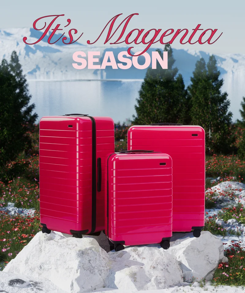 New season, bright new colors. Shop the limited edition Magenta Collection, featuring suitcases, bags, and accessories—now in Magenta and a bold print to match.