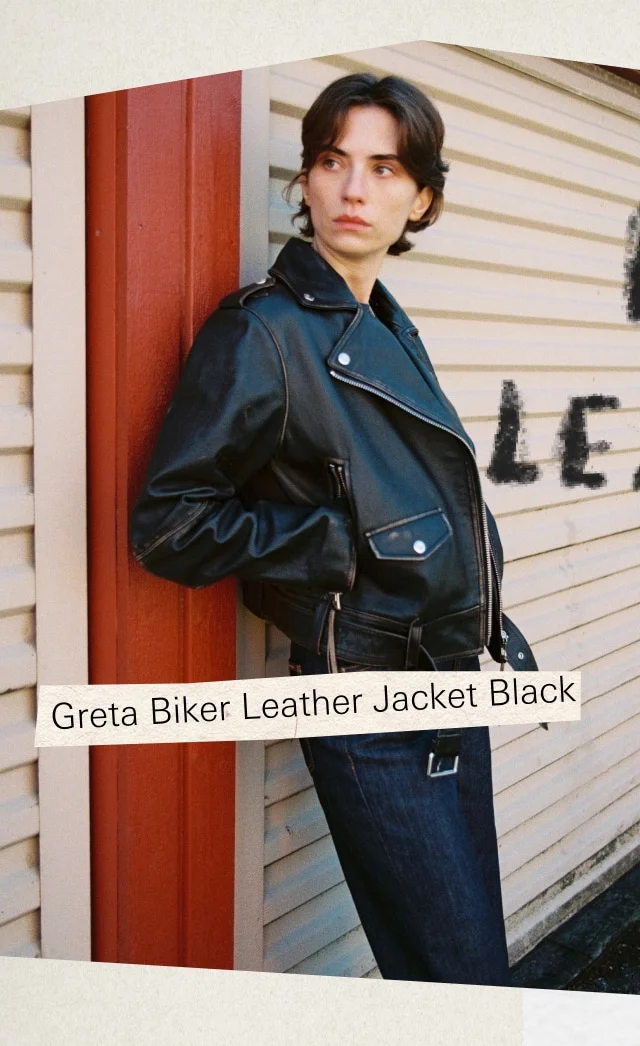 Greta Biker Leather Jacket Black
