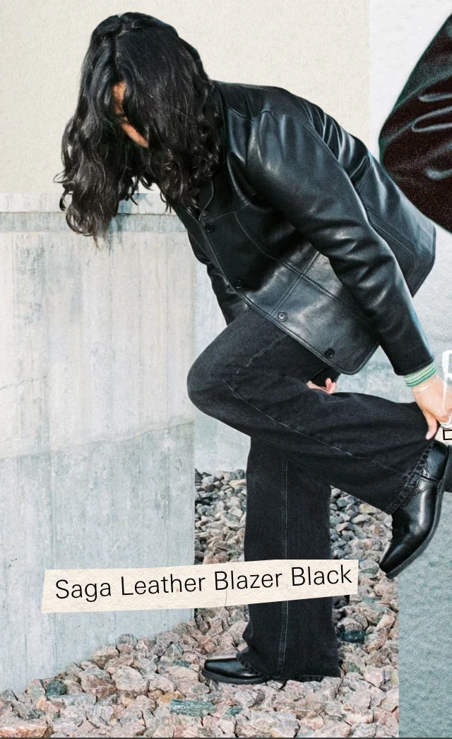 Saga Leather Blazer Black