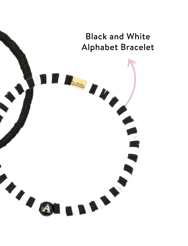 Black and White Alphabet Bracelet