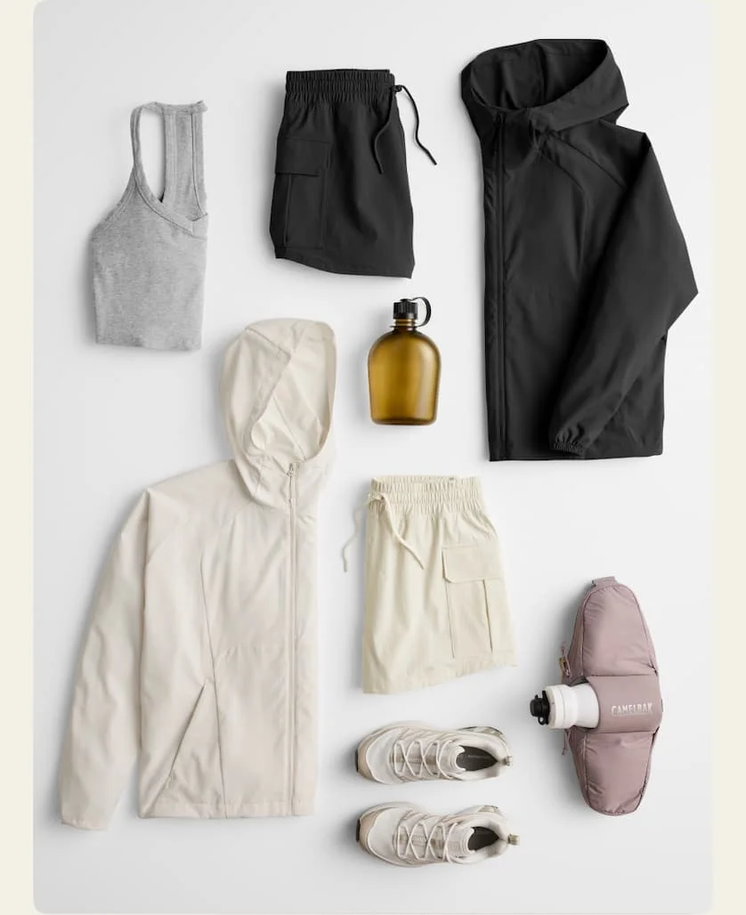 Flatlay of outdoor collection