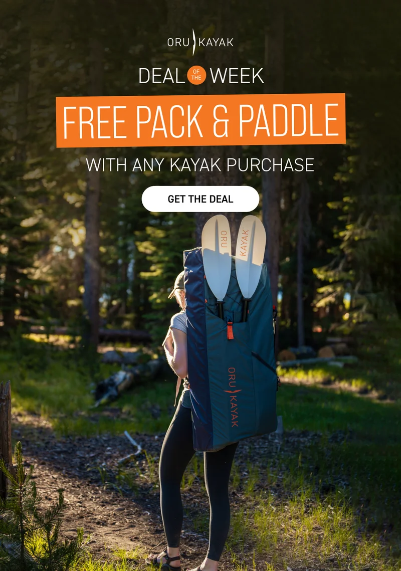 New Deal of the Week! Get a FREE paddle + carrying pack ($318 value) with any kayak purchase!
