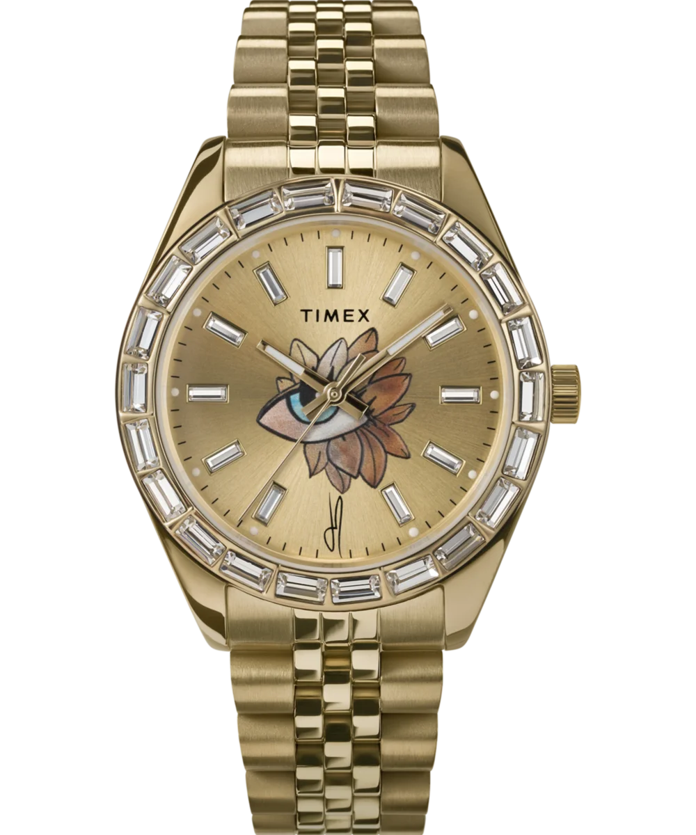 Image of Timex Legacy x Jacquie Aiche Gold Sunray Dial with Tribe Eye 36mm Watch