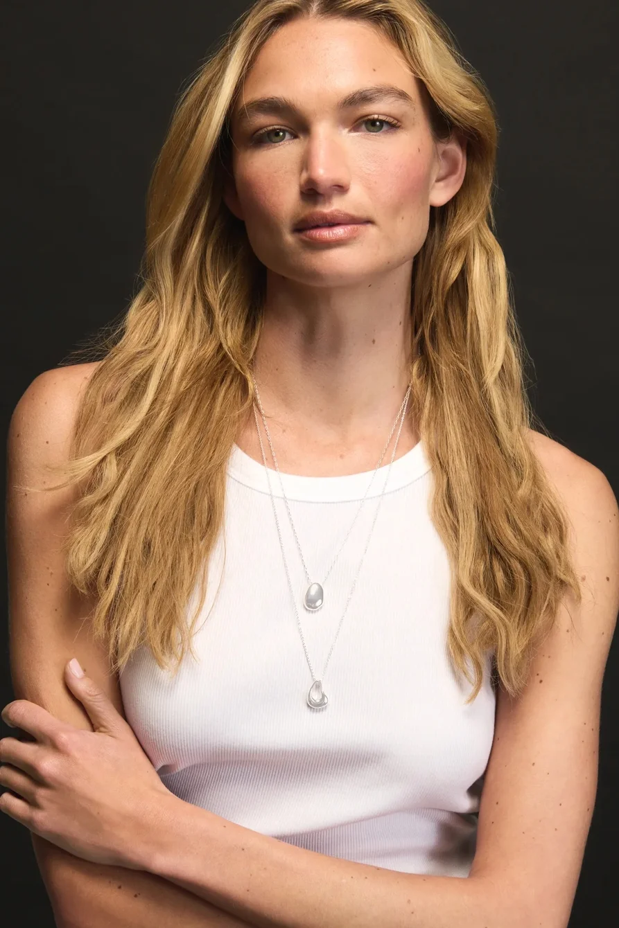 Image of Lucky Brand Teardrop Layered Necklace - Women's Ladies Accessories Jewelry Necklace Pendants in Silver