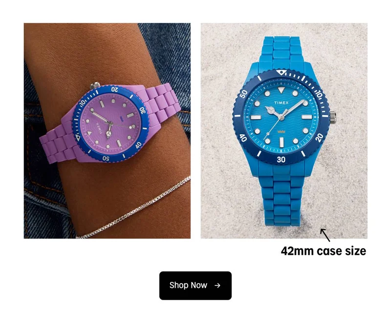 42mm case size | Shop Now | 800,000+ Plastic bottles have been removed from the ocean and upcycled into watch parts. | See how we're doing our part in making products more sustainable.