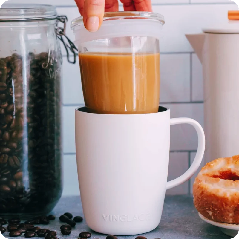 Glass insert coffee mug Glass insert coffee mug