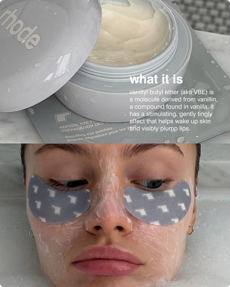 what it is: vanillyl butyl ether (aka VBE) is a molecule derived from vanillin, a compound found in vanilla. it has a stimulating, gently tingly effect that helps wake up skin and visibly plump lips.