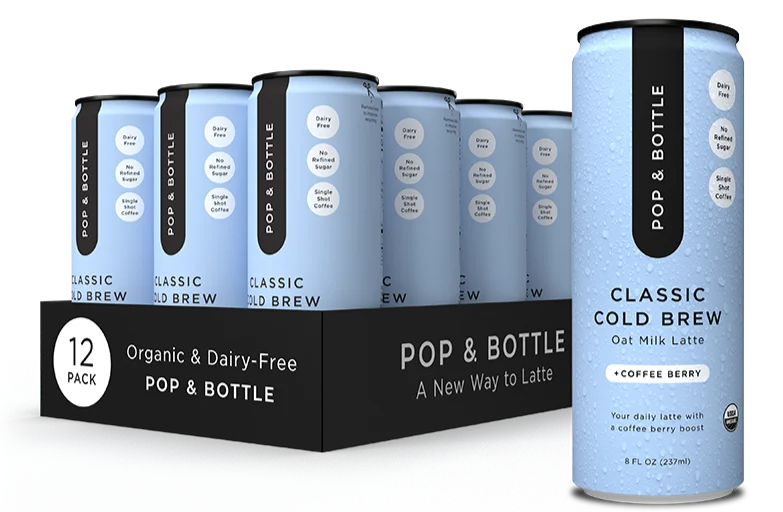 Image of Pop & Bottle Classic Cold Brew Oat Milk Latte + Coffee Berry (12 Pack)