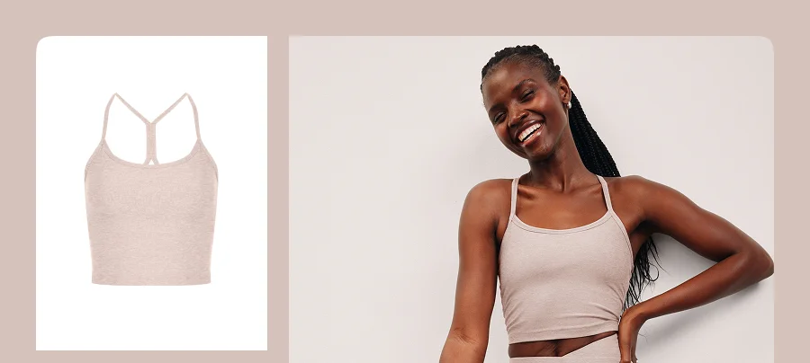 Spacedye Slim Racerback Cropped Tank in Chai