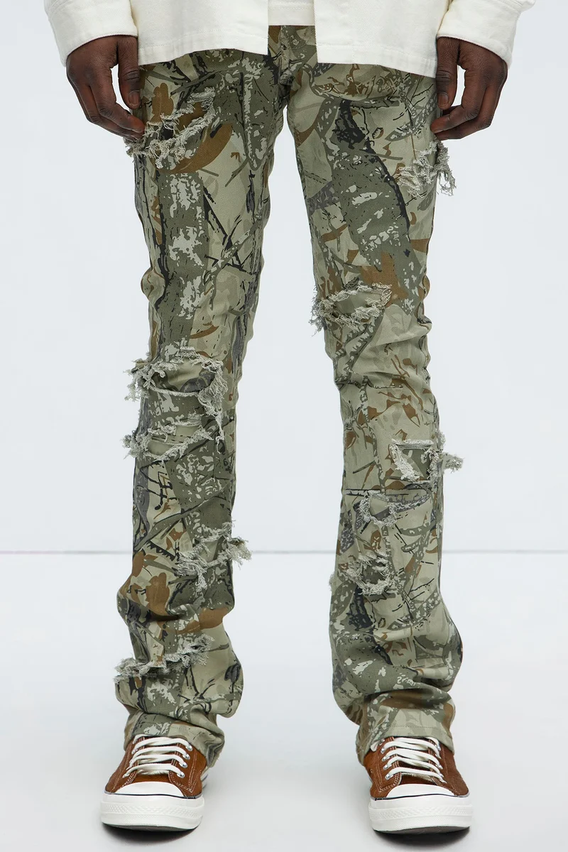 Image of Get Into It Skinny Flared Pants - Camouflage