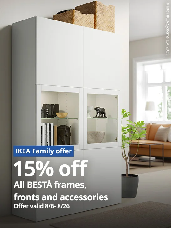 15% off all BESTÅ frames and fronts
