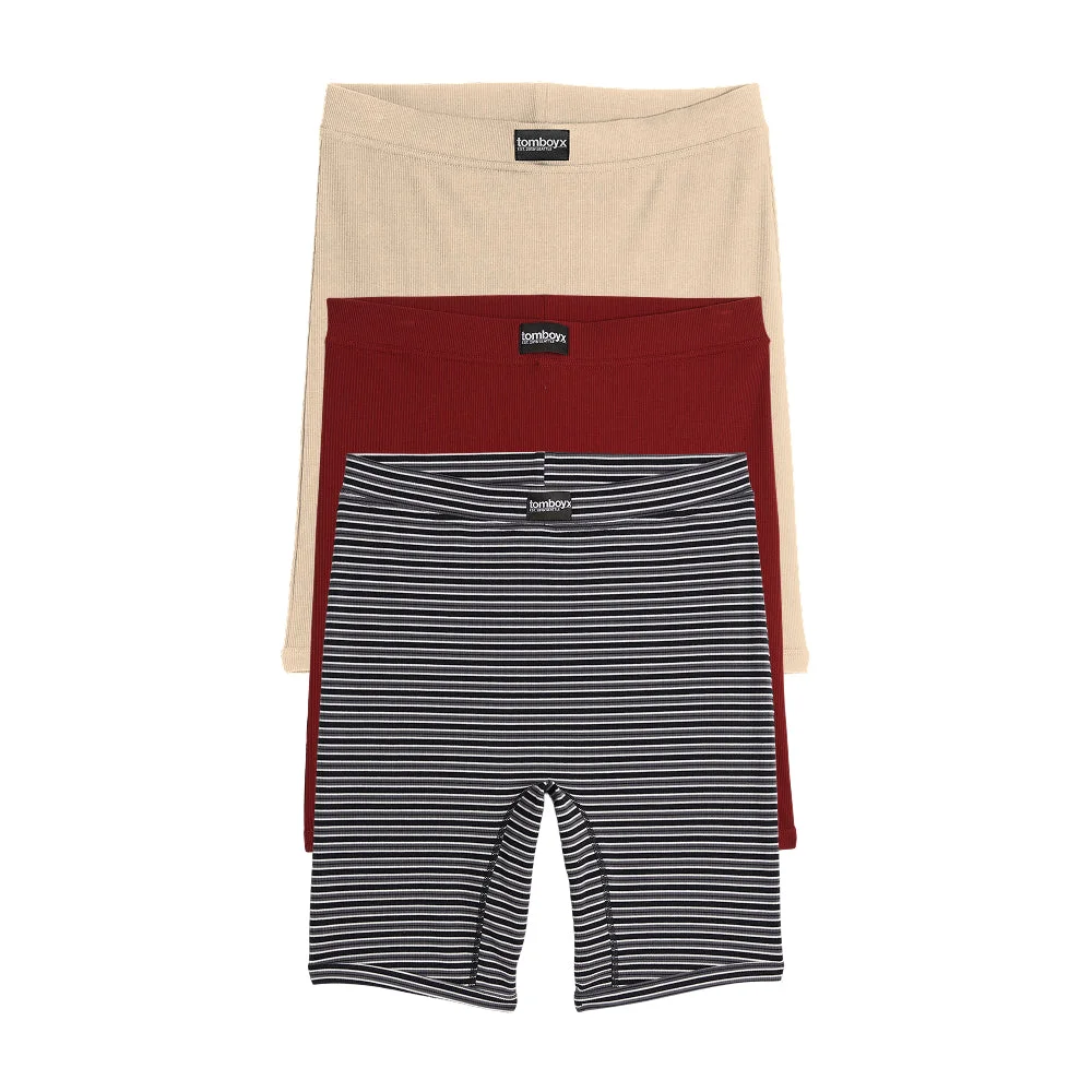 Image of Bamboo Rib 9" Boxer Briefs 3-Pack - Stripe